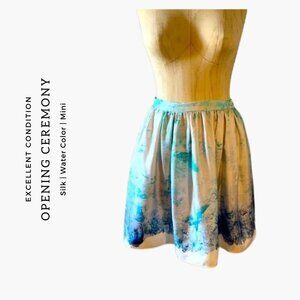 Opening Ceremony Silk Water Color Skater Skirt